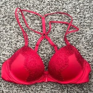 Victoria’s Secret Red Push Up race back bra